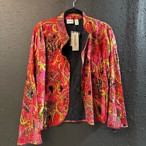 NWT Vintage Chico's Women's Red Paisley Jacket Size 3